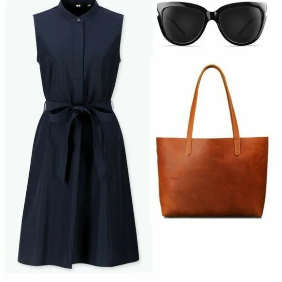 Lands' End Navy Cotton Silk Sleeveless Dress Size 6 Quiet Luxury Preppy Coastal - Picture 9 of 11